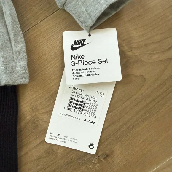 Nike Grey Top with Black Bottoms & Neon Yellow Logo Infant Set - Picture 3 of 6